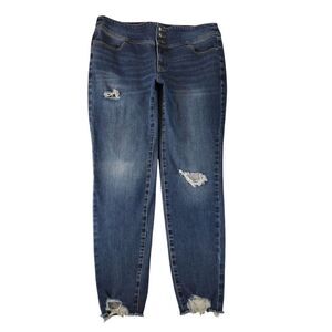 Lane Bryant Women Size 14 Flex Magic Waistband High Rise Jegging Distressed Jean